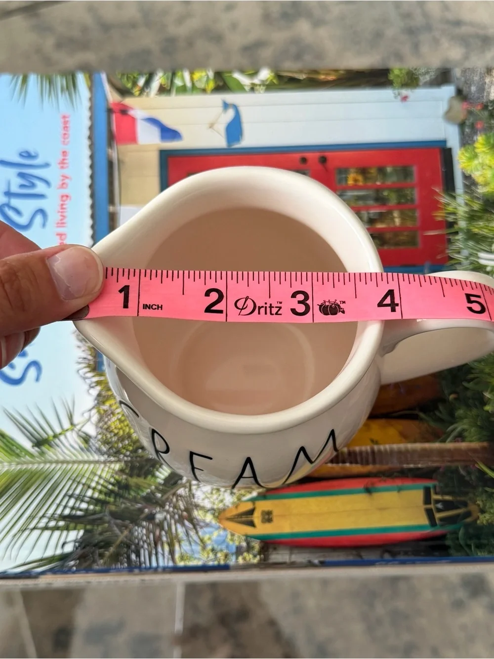 Rae Dunn White Ceramic Pitcher with Black 'CREAM' Lettering